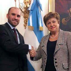 El ministro de Economía Martín Guzmán junto a la directora del FMI, Kristalina Georgieva