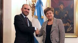 El ministro de Economía Martín Guzmán junto a la directora del FMI, Kristalina Georgieva
