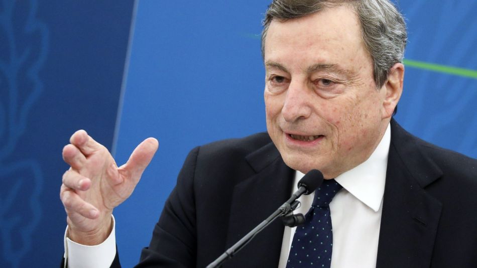 Italian Prime Minister Mario Draghi News Conference On Economic Stimulus