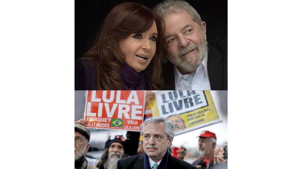 Alberto por Lula libre, y este junto a Cristina.