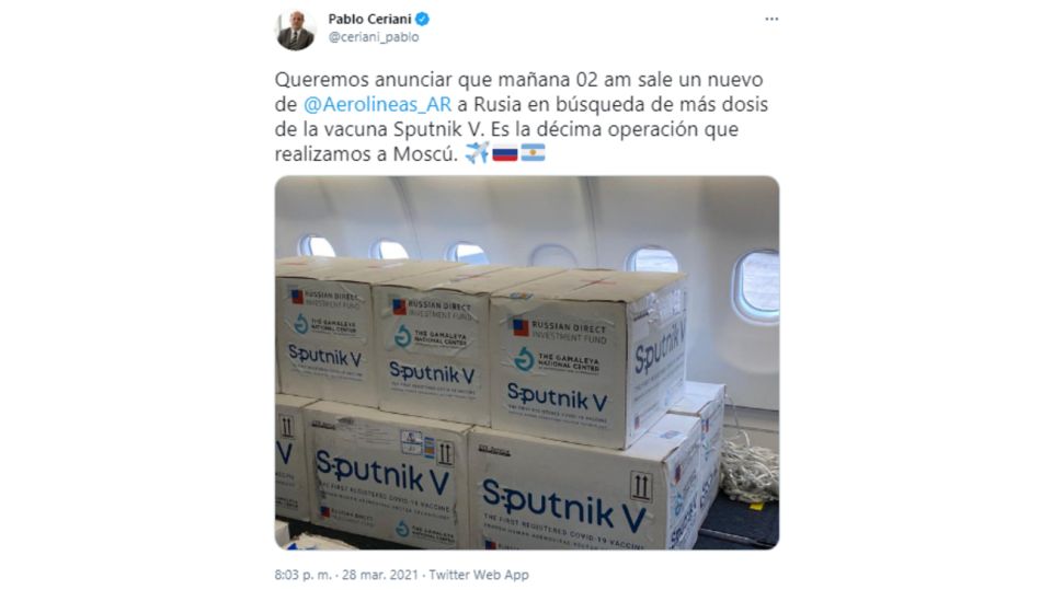 Vuelo Sputnik V Rusia