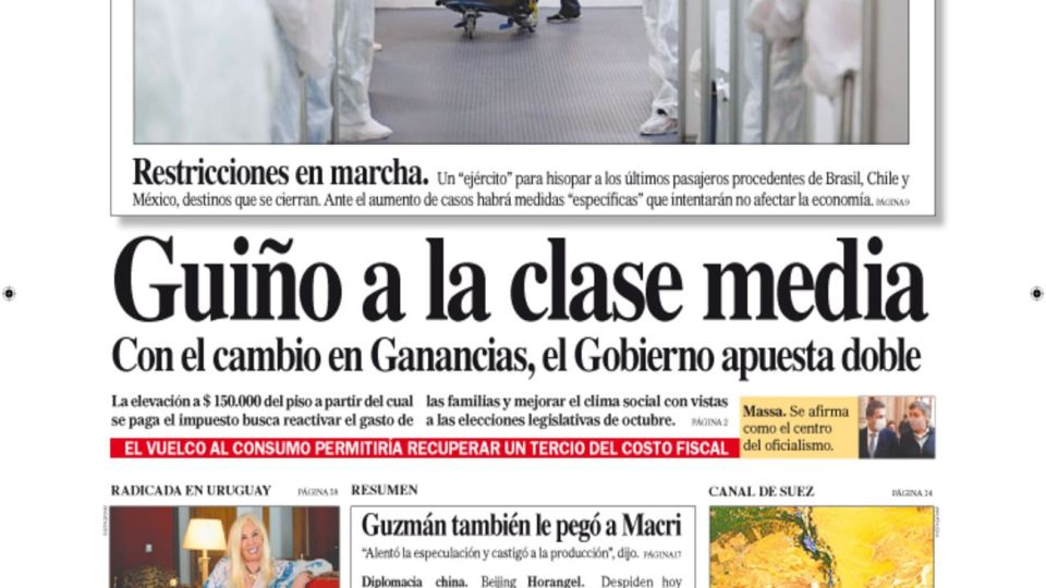tapa Diario PERFIL domingo 28 de marzo 2021
