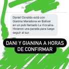 Daniel Osvaldo y Gianinna Maradona estarían juntos en Bolivar: las pruebas