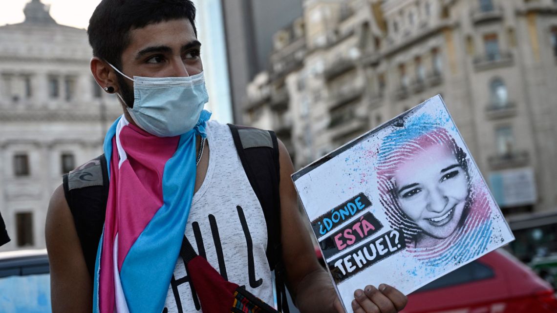 International Transgender Day of Visibility on Wednesday was marked by a demonstration outside Congress calling for Tehuel de la Torre, 21, a transgender youth missing since March 11, "to reappear alive."