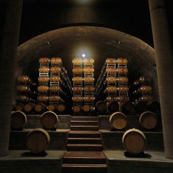 Picture taken at the constant 12°C nine-metre underground cellar of Salentein, a winery in the Uco Valley, Tupungato Department, in the Argentine province of Mendoza, on April 1, 2021. The winery was designed by the Mendoza-based Bórmida & Yanzón studio, which specialises in wine architecture and has built more than 30 wineries since 1988, many of which have received national and international awards.