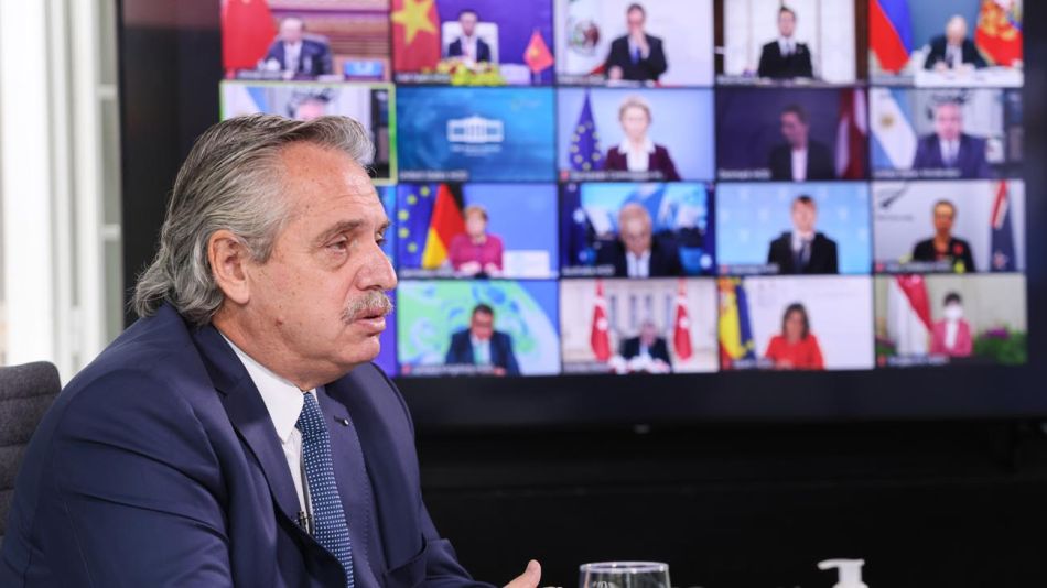 El presidente Alberto Fernández participa de manera virtual de la