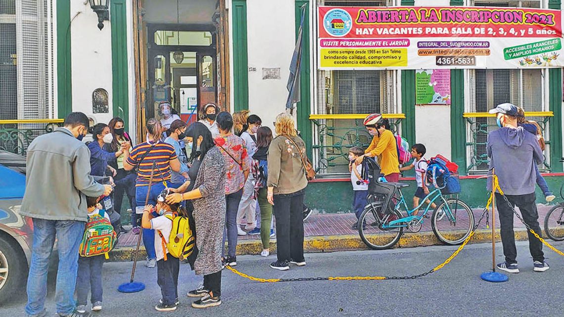 Kids head to school in Buenos Aires City during the coronavirus pandemic.
