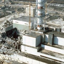 Viste aérea del reactor destruido en Chernobyl.
