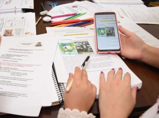 Alumnos aprenden con celulares en barrios populares 