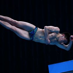 Ruslan Ternovoi de Rusia compite en la final de plataforma masculina de 10 metros en la Copa del Mundo de Buceo FINA y evento de prueba para los Juegos Olímpicos de Tokio 2020, en el Centro Acuático de Tokio. | Foto:Behrouz Mehri / AFP