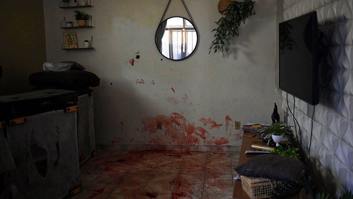 View of the scene where an alleged drug trafficker was reportedly killed by civil police in Jacarezinho favela on May 6, 2021. in Jacarezinho favela, Rio de Janeiro state, Brazil on May 6, 2021. A massive police operation against drug traffickers in a Rio de Janeiro favela Thursday left at least 24 suspects and a policeman dead, Brazilian media reports and AFP correspondents said. 