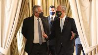 El presidente Fernández, junto a su par portugués Marcelo Rebelo de Sousa, en Lisboa.