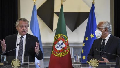 Alberto Fernández con Marcelo Rebelo de Sousa presidente de Portugal