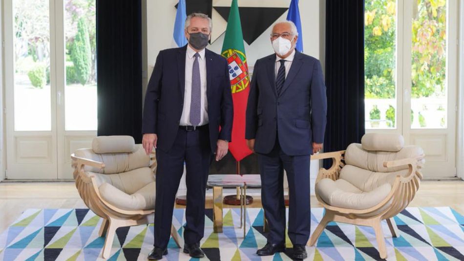 Alberto Fernández con Marcelo Rebelo de Sousa presidente de Portugal 20210510
