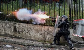 Colombia protests tear gas