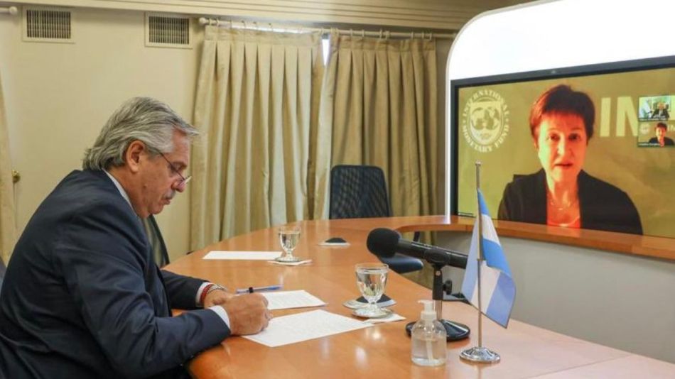 Alberto Fernández con la directora gerente del FMI, Kristalina Georgieva.