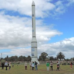 Simbólico cohete en el Centro Espacial de Pipinas. 
