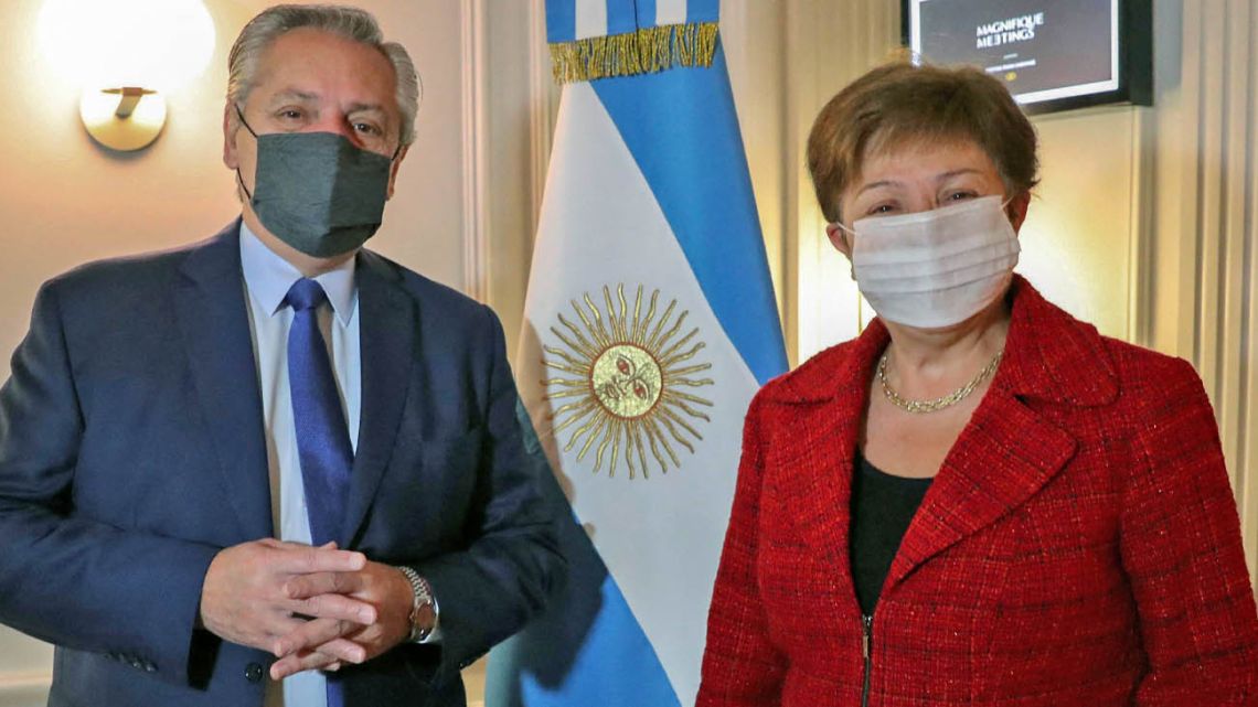 President Alberto Fernandez meets with IMF Managing Director Kristalina Georgieva in Rome.