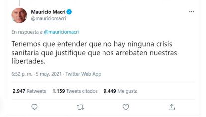 Expresarse. El ex presidente Macri prefirió opinar por la red del pajarito.