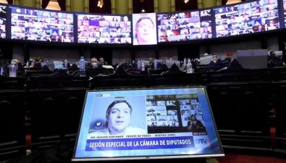 MAXIMO KIRCHNER. El presidente del bloque del FdT defendió en la Cámara de Diputados la ley de aporte solidario de grandes fortunas por única vez.