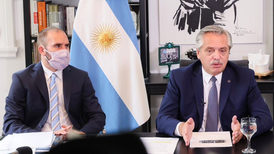 Alberto Fernández y el ministro Martín Guzmán.