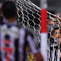 El venezolano Jefferson Savarino del Atlético Mineiro de Brasil celebra tras anotar contra La Guaira de Venezuela durante el partido de la fase de grupos del torneo de fútbol Copa Libertadores en el Estadio Mineirao en Belo Horizonte, Brasil. | Foto:Yuri Edmundo / POOL / AFP