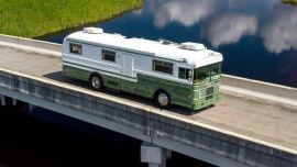 Este motorhome de encantadora estética retro fue adquirido en 1968 por los ejecutivos de las panaderías Stroehmann Brothers Pennsylvania Dutch Bakeries.