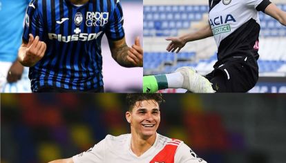 Cordobeses y debutantes. Cristian Romero (Atalanta), Nahuel Molina (Udinese) y Julián Álvarez (River)