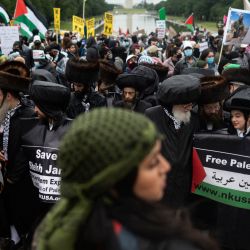 Los partidarios de Palestina celebran una manifestación en el Lincoln Memorial en el National Mall en Washington, DC. - Más de 1.000 se manifestaron en apoyo de los palestinos y pidiendo el fin de la ayuda estadounidense a Israel. | Foto:Andew Caballero-Reynolds / AFP