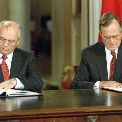 George Bush y Mijaíl Gorbachov 