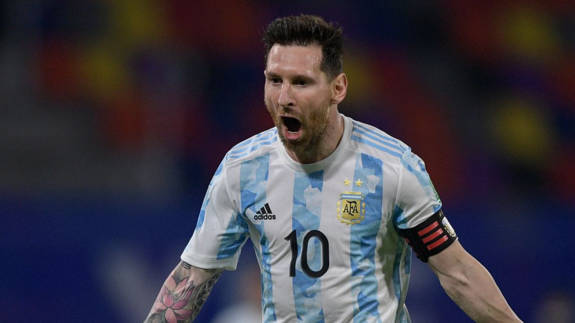 Lionel Messi celebrates.