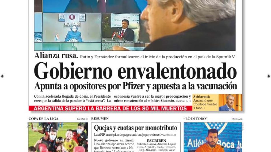 Tapa Diario Perfil Sábado 5 de junio 2021