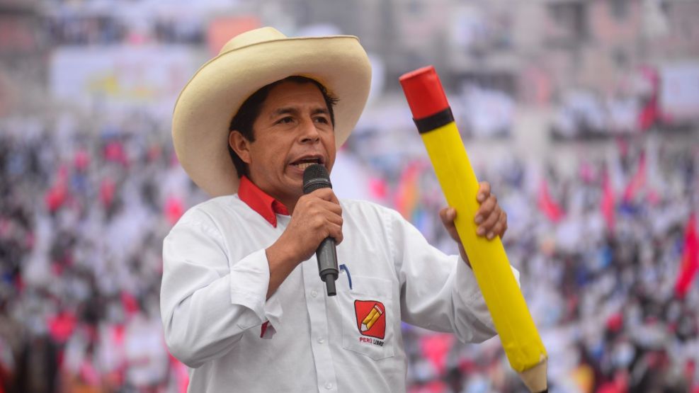 Peru Presidential Candidate Pedro Castillo Holds Campaign Rally