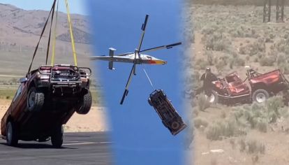 Una Toyota Hilux fue lanzada desde 3 km de altura: mirá como terminó