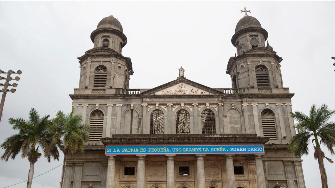 The Old Cathedral of Managua stands in Managua, Nicaragua.