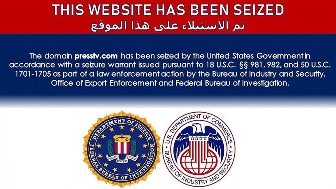 This image taken from the seized website presstv.com announces that the site was seized by US authorities on June 22, 2021.
