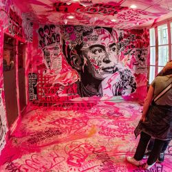 Los visitantes descubren una obra del artista callejero Jo Di Bona en el marco del Festival Colors que se celebra en un edificio abandonado de París. | Foto:Joel Saget / AFP