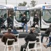 Acto de entrega de buses urbanos Scania a Metropol.