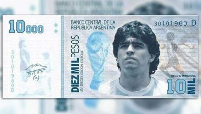La idea de lanzar un billete conmemorativo con la figura de Diego Armando Maradona.