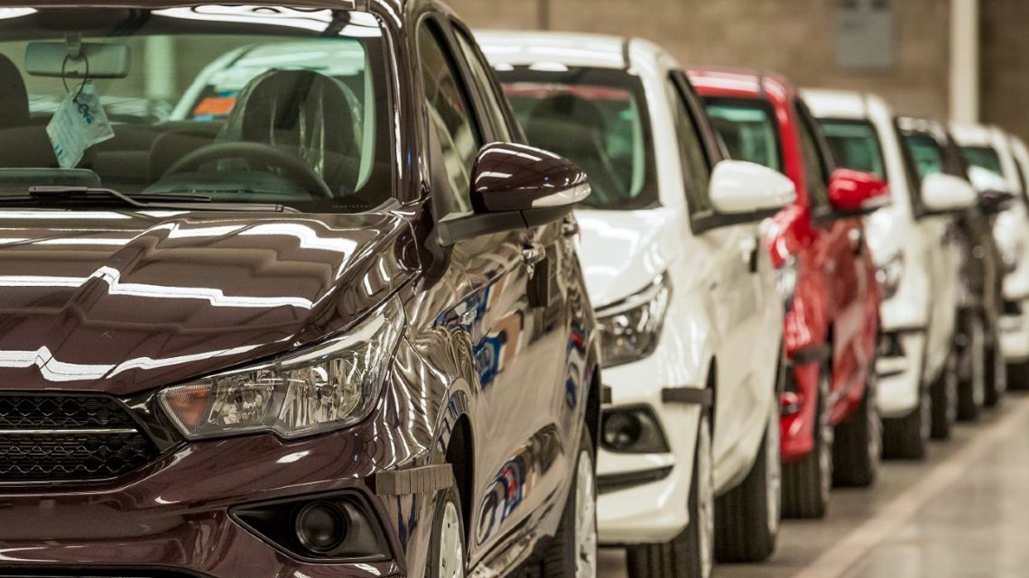 Cars on an assembly line at a plant in Buenos Aires Province.