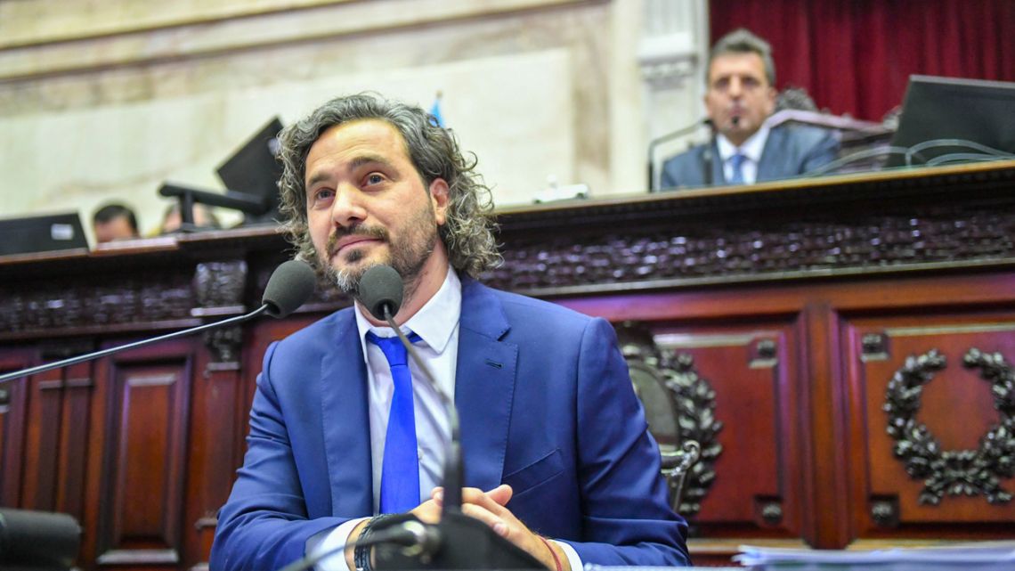 Cabinet Chief Santiago Cafiero, pictured taking questions in the lower house Chamber of Deputies.