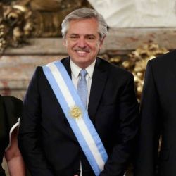 Alberto Fernández con el cubano Miguel Díaz Canel.  | Foto:Presidencia