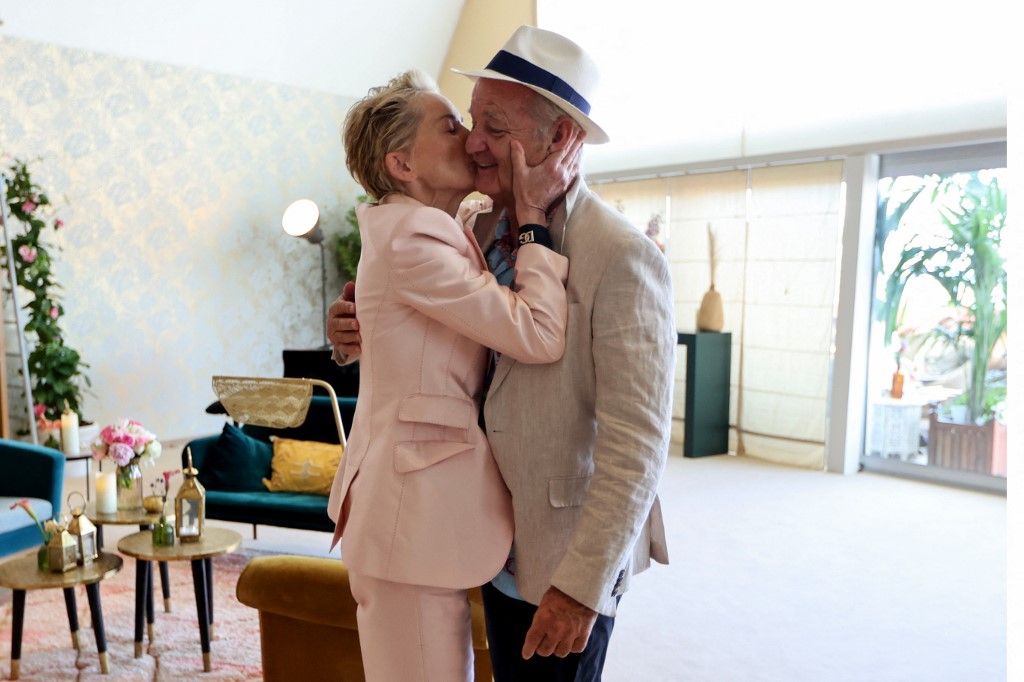 Sharon Stone y el actor Bill Murray, en el Festival de Cannes 2021.