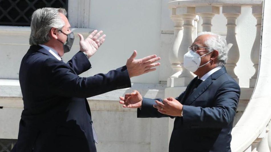 Alberto Fernández con el primer ministro portugués, 20210721