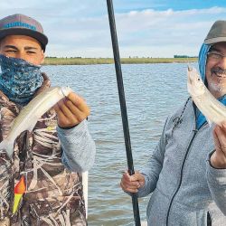 A 100 m de la costa, en el canal que une Adela con Chis Chis, dimos  con pejes muy activos.