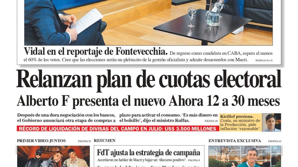 La tapa del Diario PERFIL del domingo 1 de agosto de 2021.