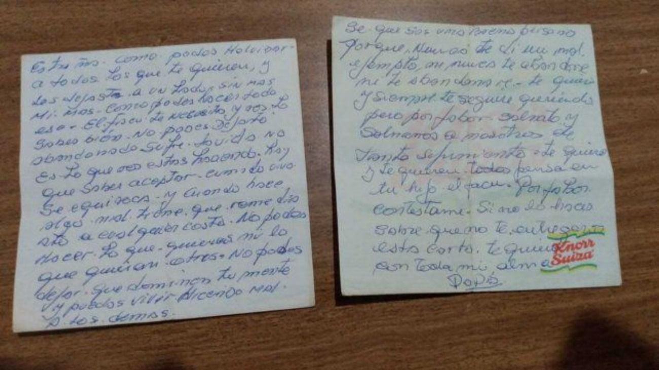 La carta que el padre le tiraba a su hija, secuestrada durante 23 años, y que nunca llegó a leer.