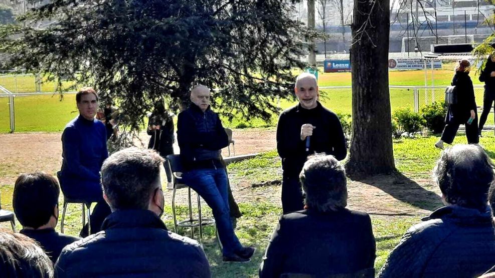 Horacio Rodríguez Larreta con Diego Santilli y los candidatos 20210803