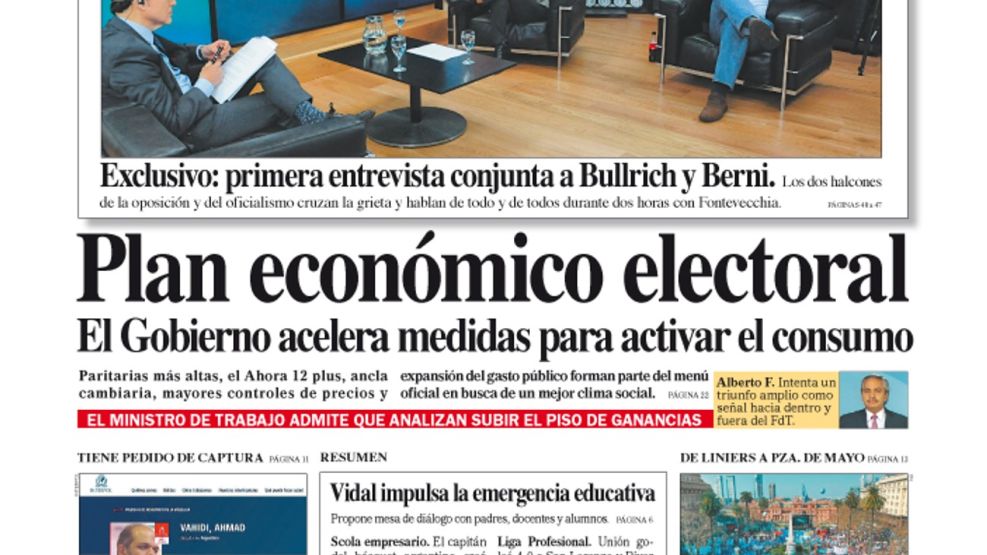 La tapa del Diario PERFIL de este domingo 8 de agosto de 2021.