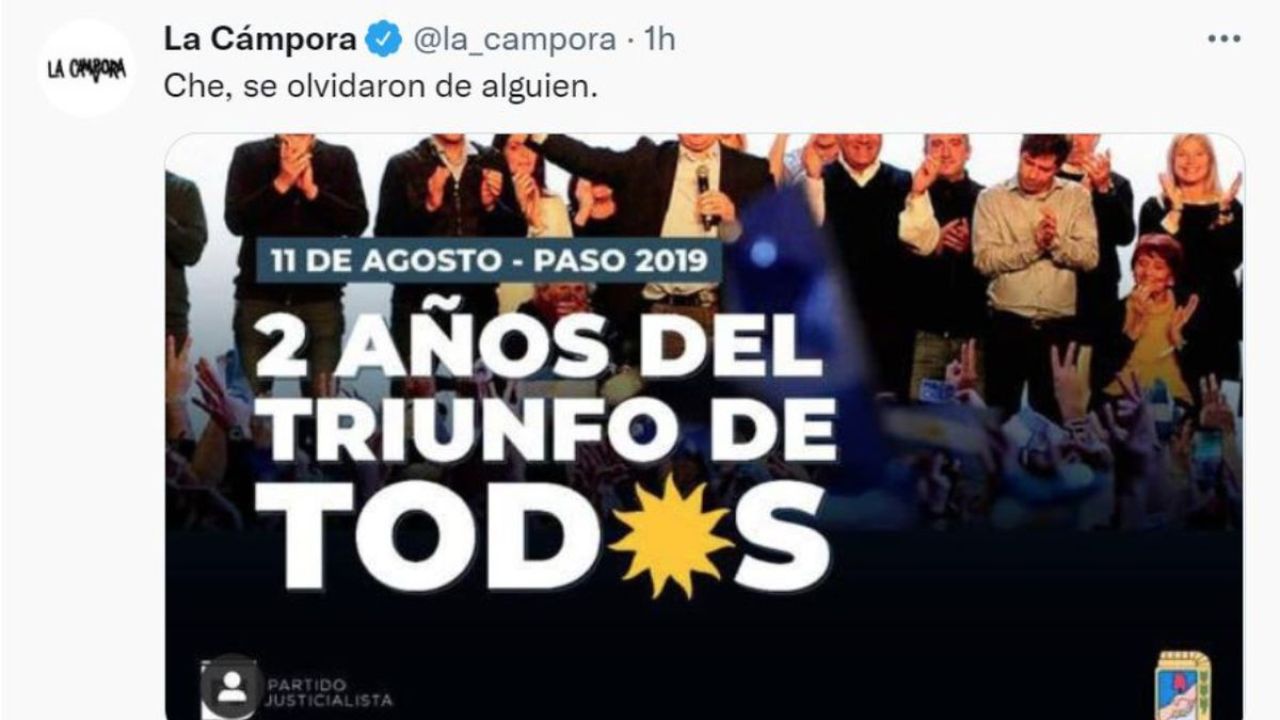 El tuit de La Cámpora.  | Foto:Twitter